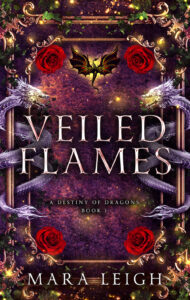 Cover for Veiled Flames Silver Dragons on Red background